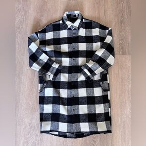 Black and White Checkered Long Shirt
